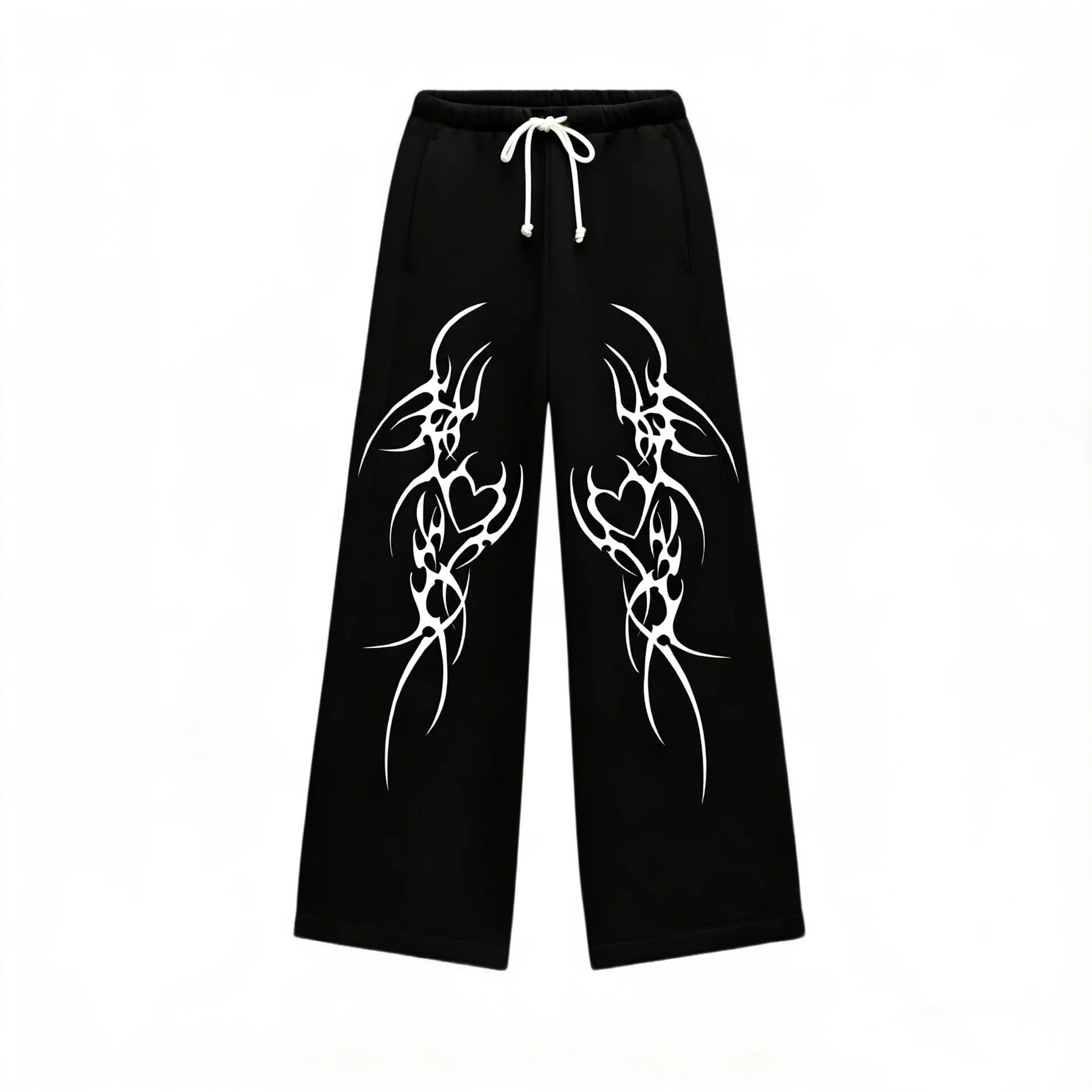 New spring and autumn Y2K dark gothic print loose slimming men's and women's lace-up sweatpants wide-leg sweatpants