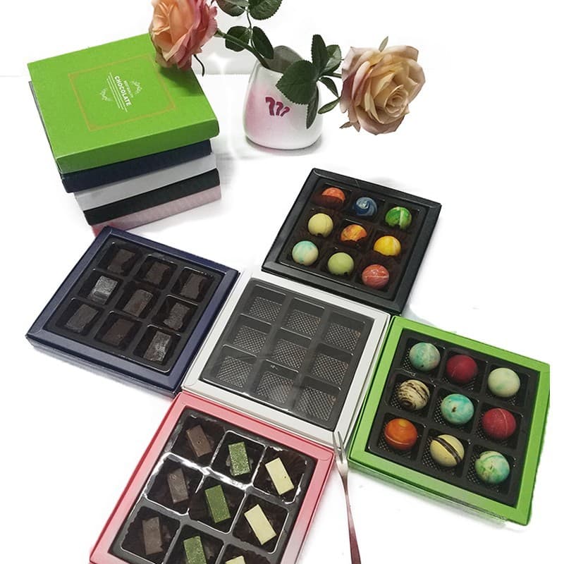 New 9-Grid Nama Chocolate Packaging Box, Nama Chocolate Gift Box in Stock, 9-Piece Chocolate Outer Packaging Paper Box Wholesale