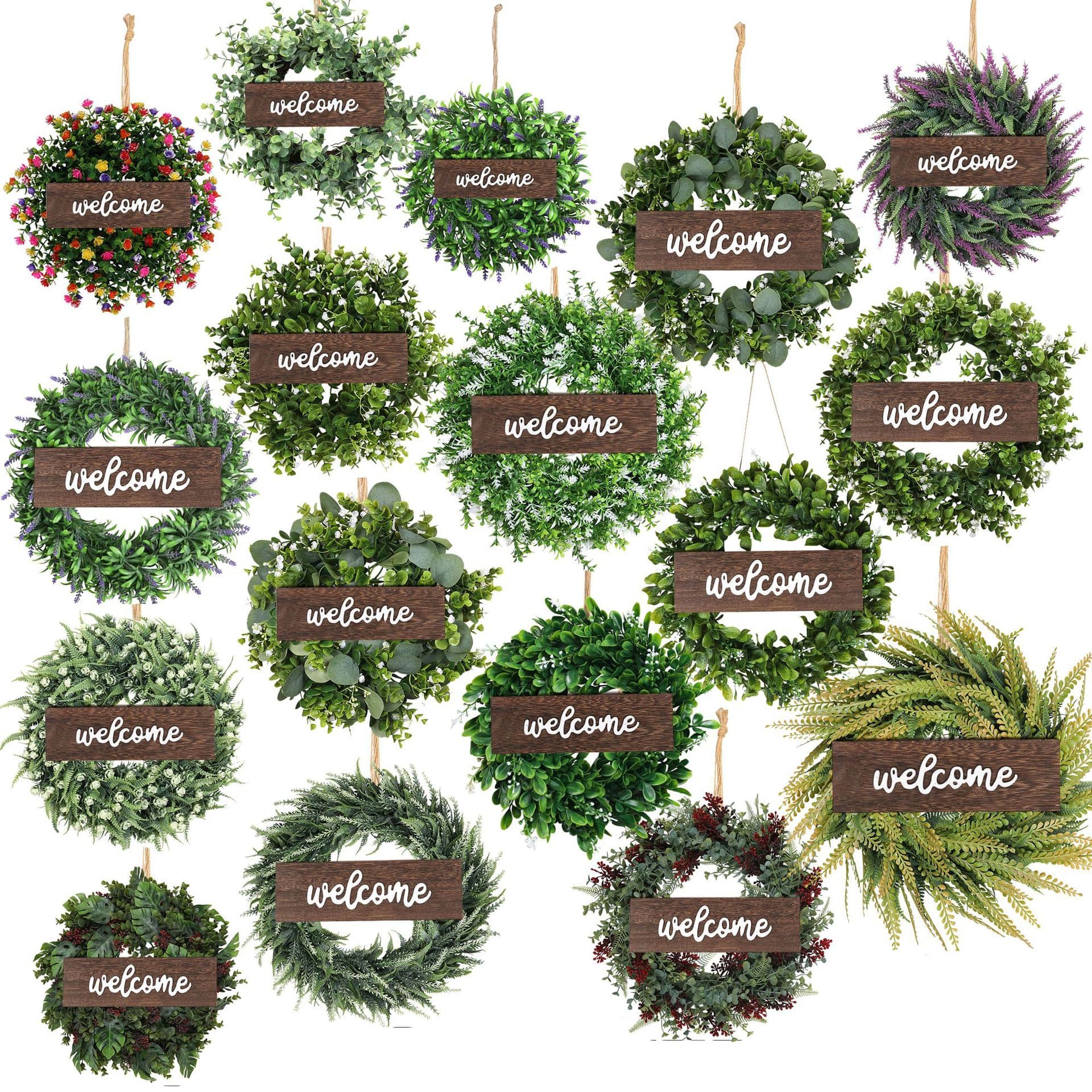 Free Hemp Rope + Hooks Artificial Flower Wall Hanging Decoration Welcome Wreath Christmas Artificial Wreath Thanksgiving Decoration Find Factory