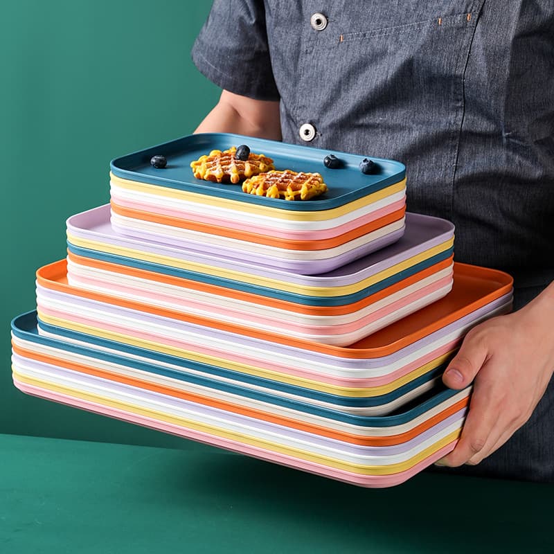 Cross-Border Hot-Seller Rectangular Serving Tray, Household Multi-Color Thickened Hotel Dessert Plate, Wholesale with Custom LOGO