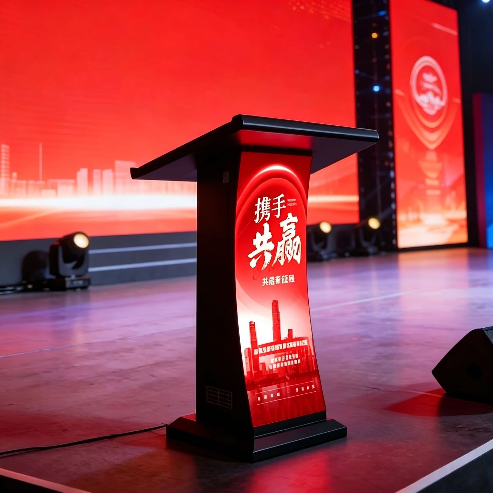 P1.86 Floor-Standing Irregular-Shaped Podium Screen Can Be Used for Speech Events and School Stages