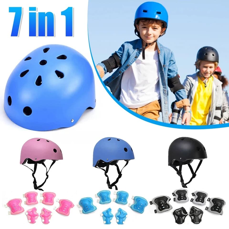 7Pcs/set Kids Skateboard Scooter Helmet Bicycle Sport Protection