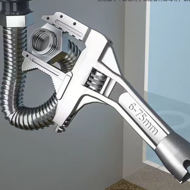 Plumbing Wrench Tool, Adjustable Short Handle Large Opening Wrench, Multi-Purpose Wrench for Plumbing and Kitchen