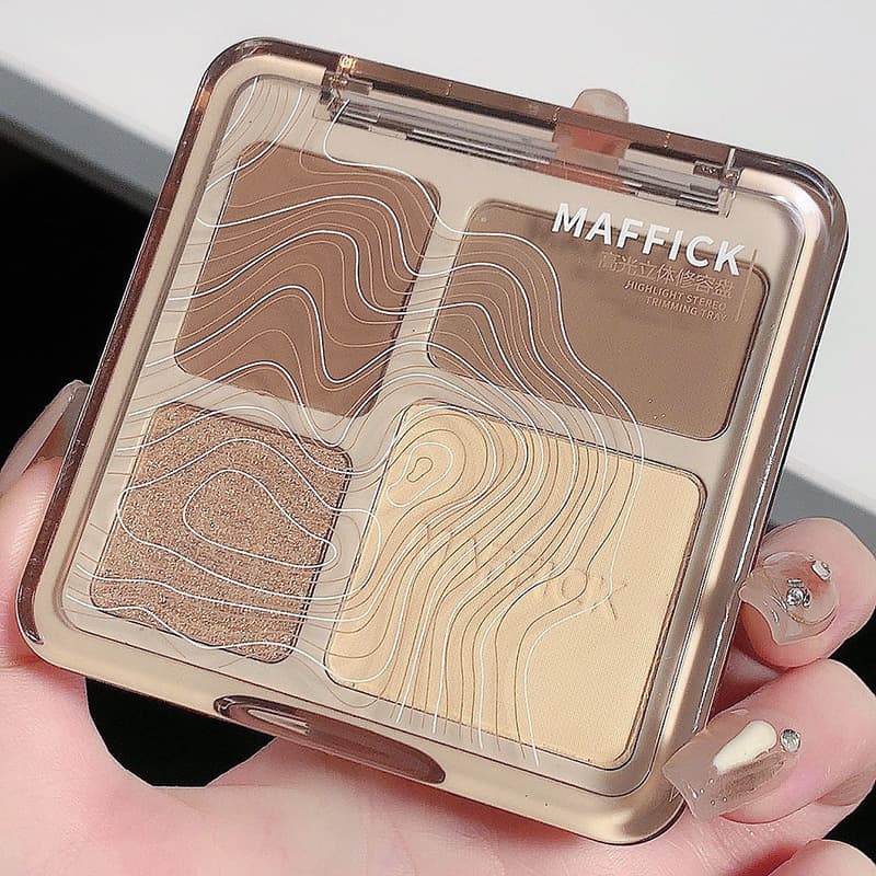 MAFFICK 4-Color Contour Palette Highlight & Contour All-in-One Matte Highlight Shimmer Eyeshadow Contour Palette