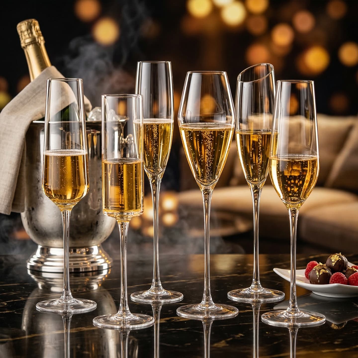 Classic flute-shaped goblet set, household sparkling wine glass, slanted grape cocktail glass, glass tall champagne glass
