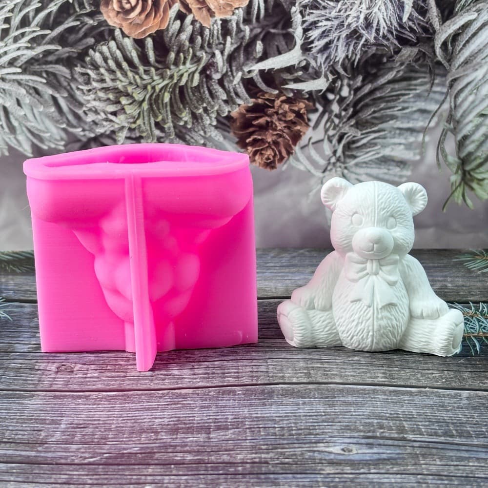 Teddy Bear Ornament Candle Gypsum Ornament Silicone Mold DIY Gypsum Ornament Candle Holder Silicone Mold W1243