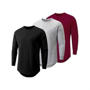 Men's Solid Color Round Neck Long Sleeve Sweatshirt Casual Sports Top Spring/Autumn Breathable Quick-Dry Menswear