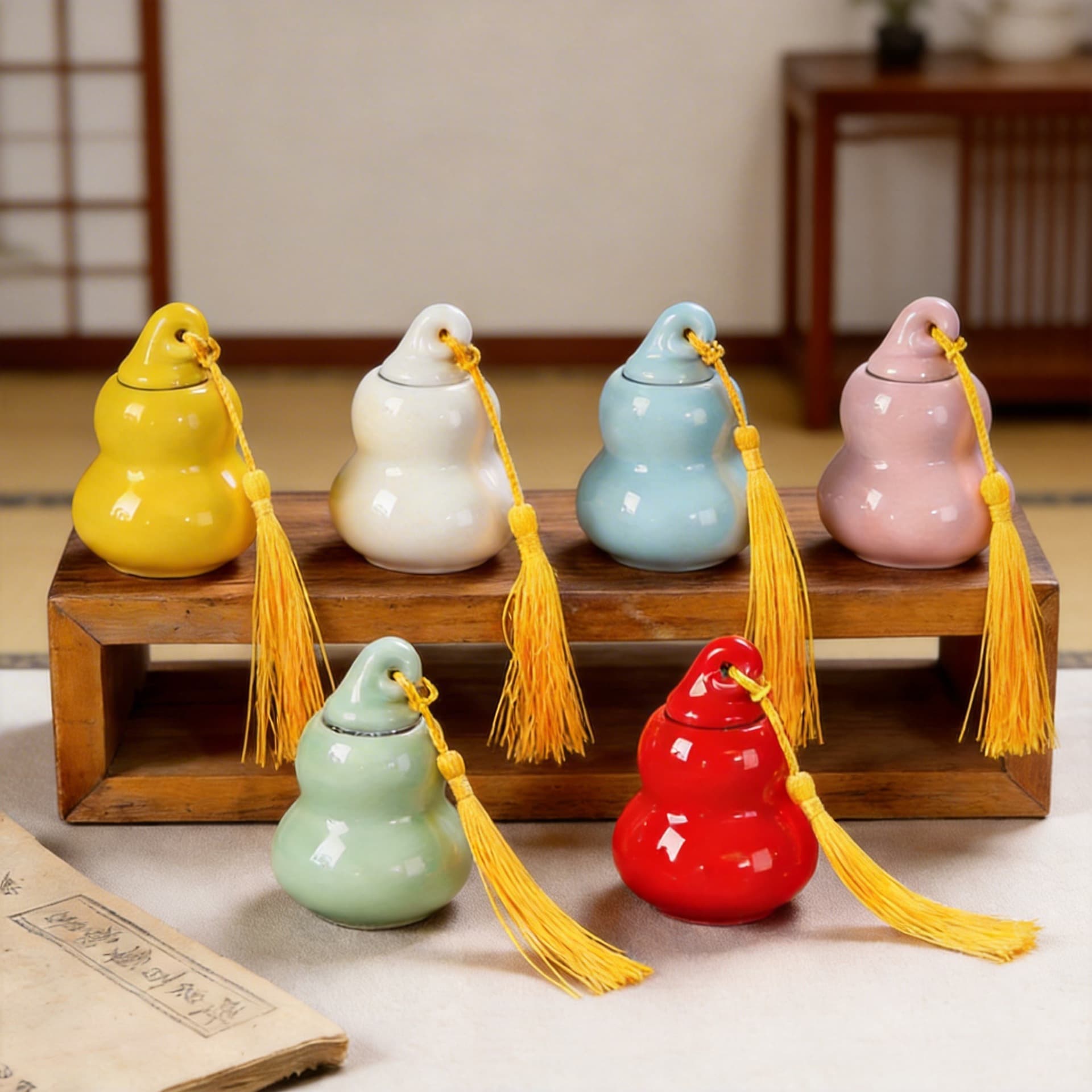 Gourd medicine bottle, small tea jar, ceramic mini jar, pill powder, small porcelain bottle, portable powder jar, tea jar