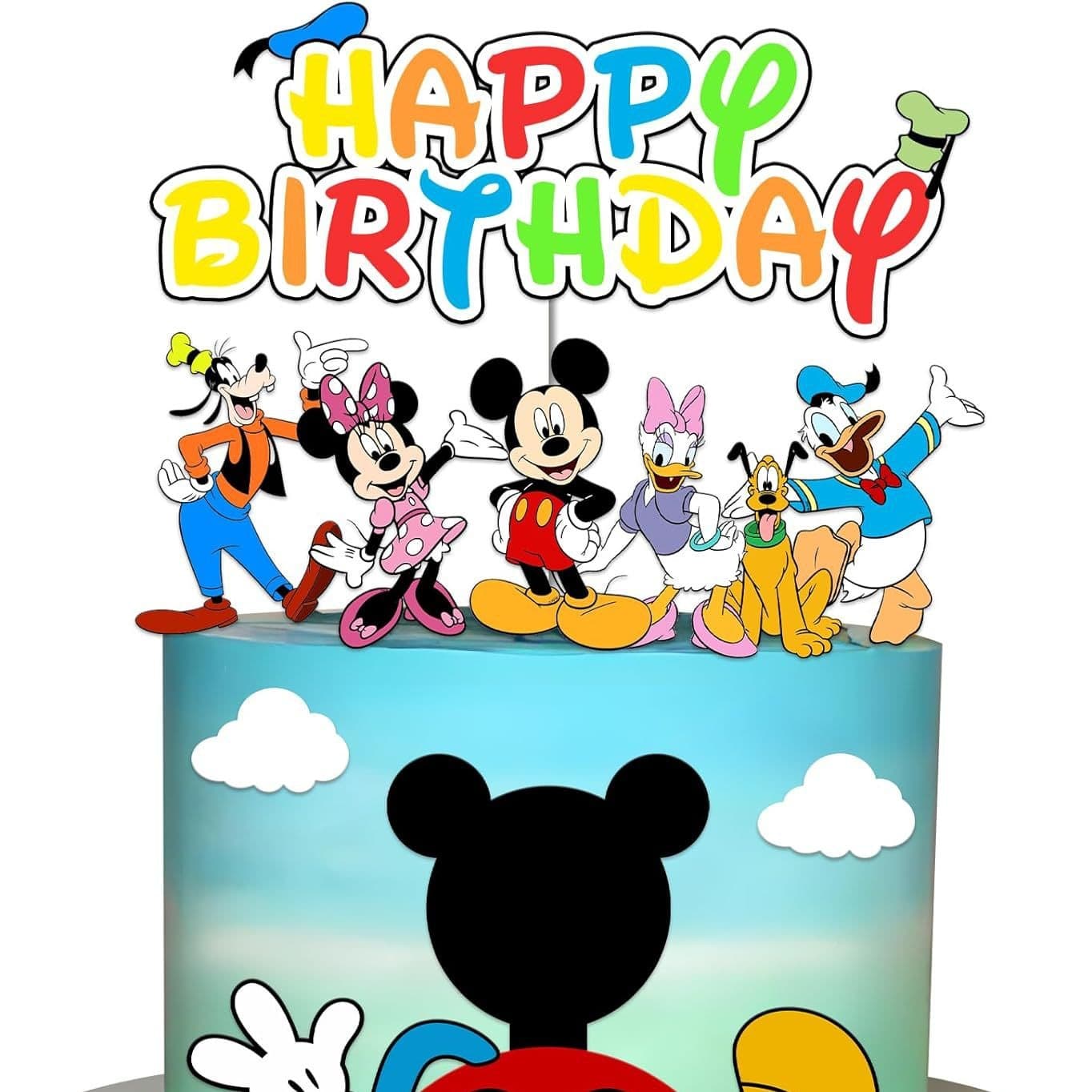 Disney cartoon character Mickey and Minnie cake decoration birthday party male and female baby first birthday card