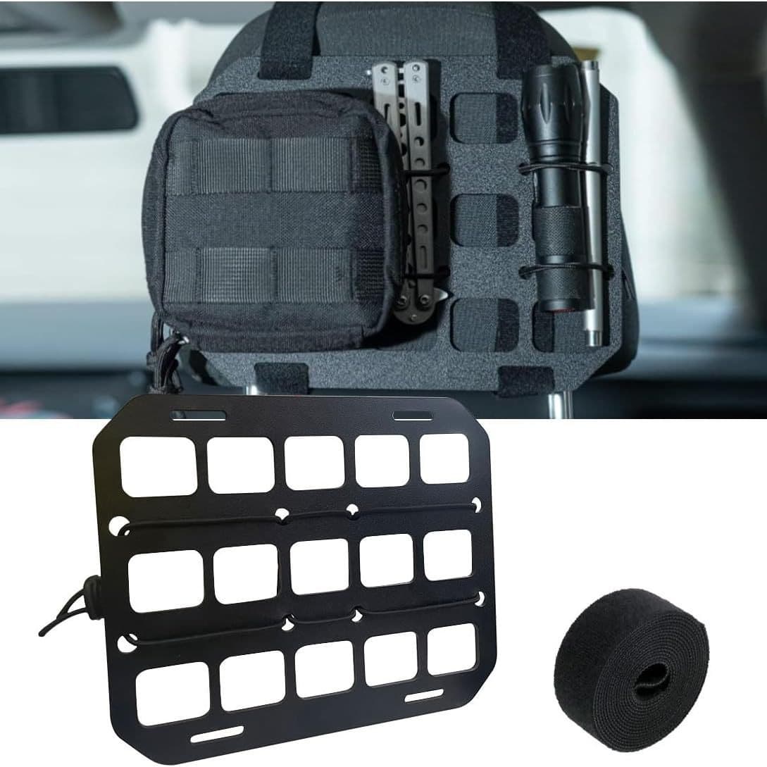 Car Rear Seat Side Tactical Panel, Car Headrest MOLLE Panel, Vehicle Storage Board, Interior Gadget Mounting Plate