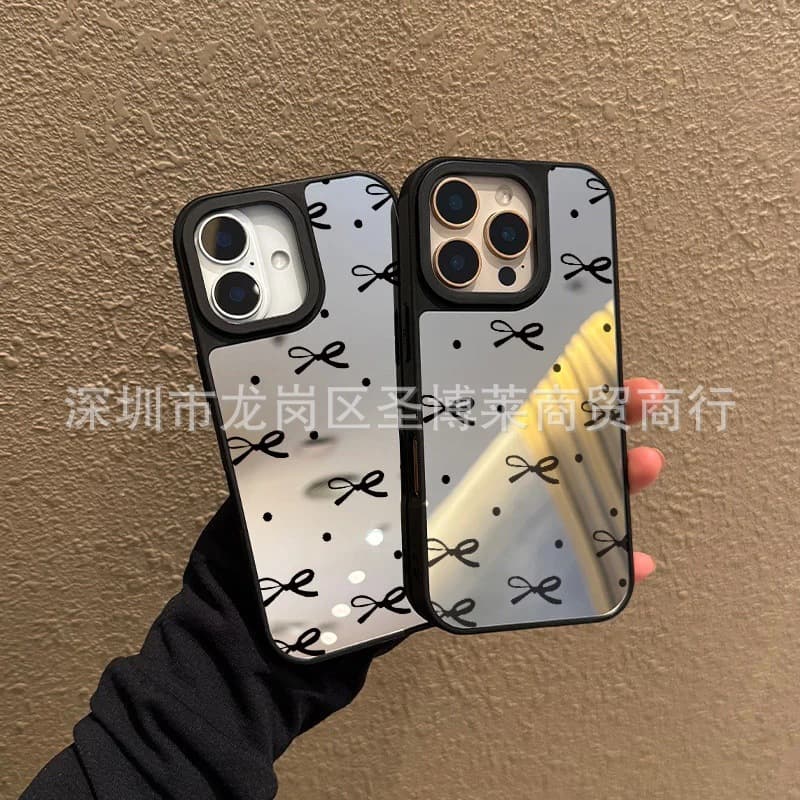 Black Bow Compatible with Apple 17 Pro Max Blade Mirror 15 Creative 11 Full Coverage 14 Drop Protection 16 Case