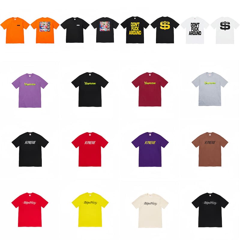 Cross-Border Correct Version of American Fashion Supreme Letter Logo Printed Box Round Neck Short-Sleeved T-Shirt for Men and Women Loose and Casual