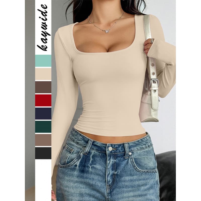 Cross-border Europe and America New Y2K Hot Girl Style Solid Color Long Sleeve Vest T-Shirt Women's Clothing 2025 Spring Summer Independent Station