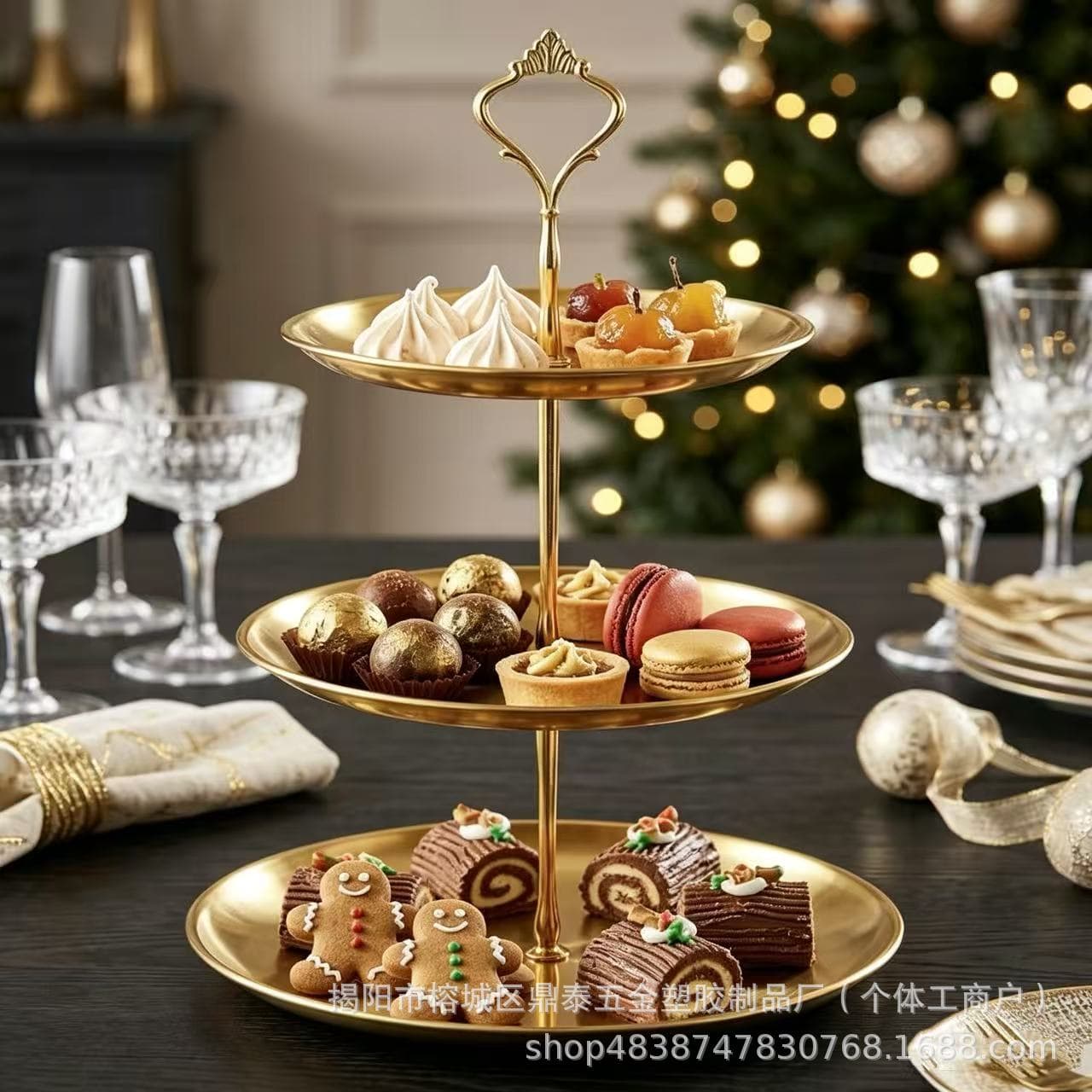 Cross-border Multi-layer Stainless Steel Cake Stand for Home, Wedding, Restaurant, Hotel, Living Room Storage Rack Decorative Cupcake Stand