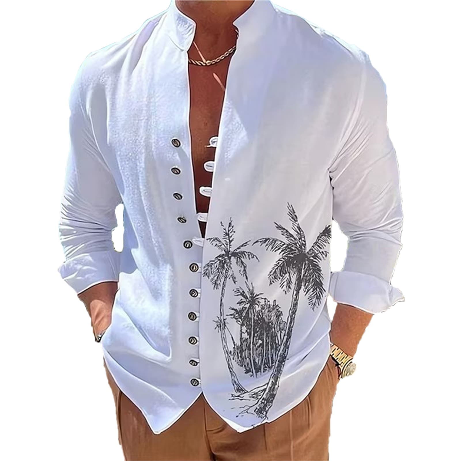 2024 European and American Cross-Border 3D Digital Printed Shirt Men's Slim Fashion Cardigan Long-Sleeved Shirt