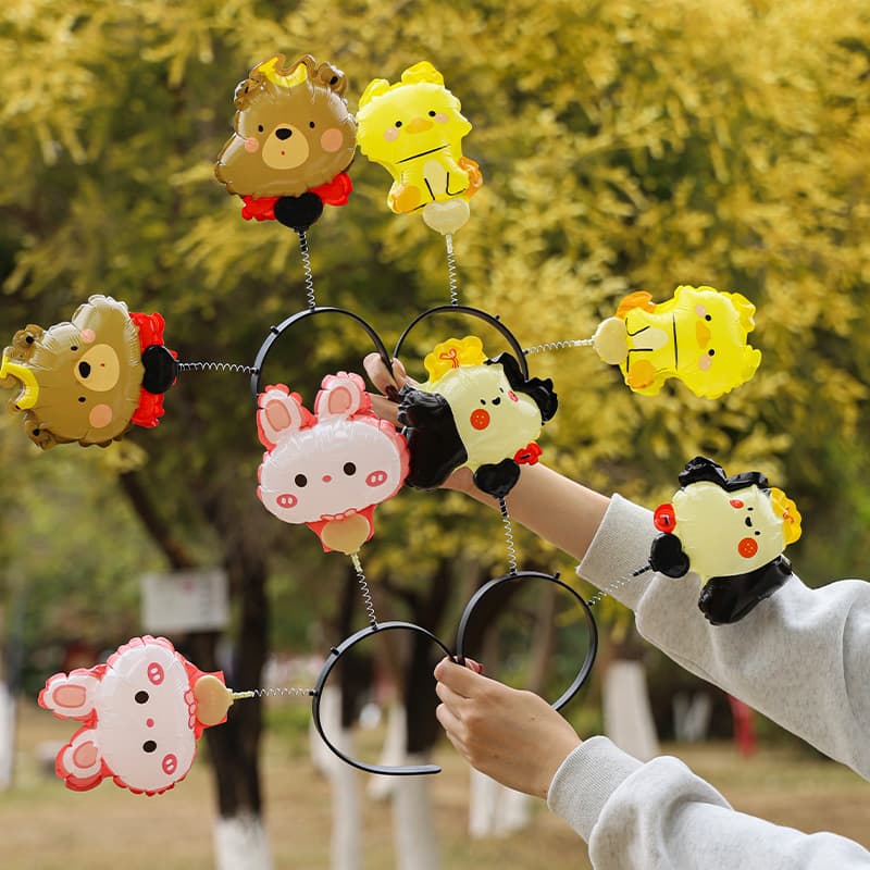 Cute cartoon spring headbands, aluminum foil balloons, creative children's toys for night markets and street stalls, soothing and photogenic gifts.