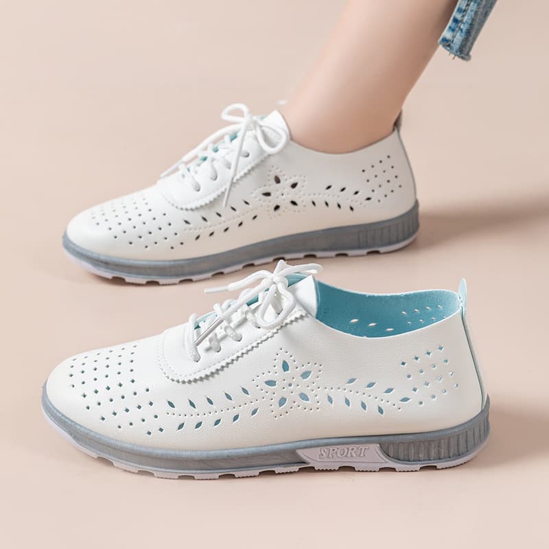 Cross Border Plus Size Women's Shoes Women's Hollow Sandals Summer Breathable Casual Shoes Soft Sole Lightweight Mom Shoes