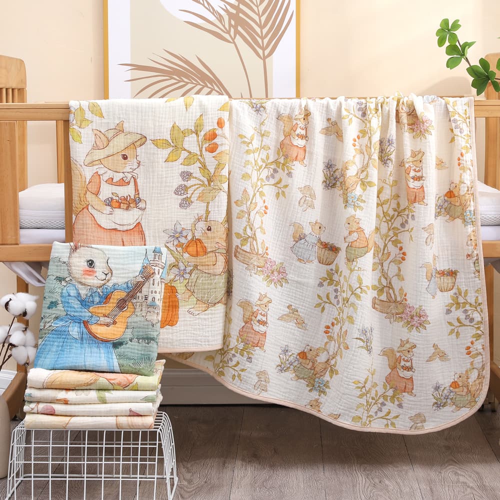Cartoon Cotton Muslin Wrap Towel Baby Bath Towel Infant Swaddle Blanket Children Covering Blanket Soft Pure Cotton Universal Use