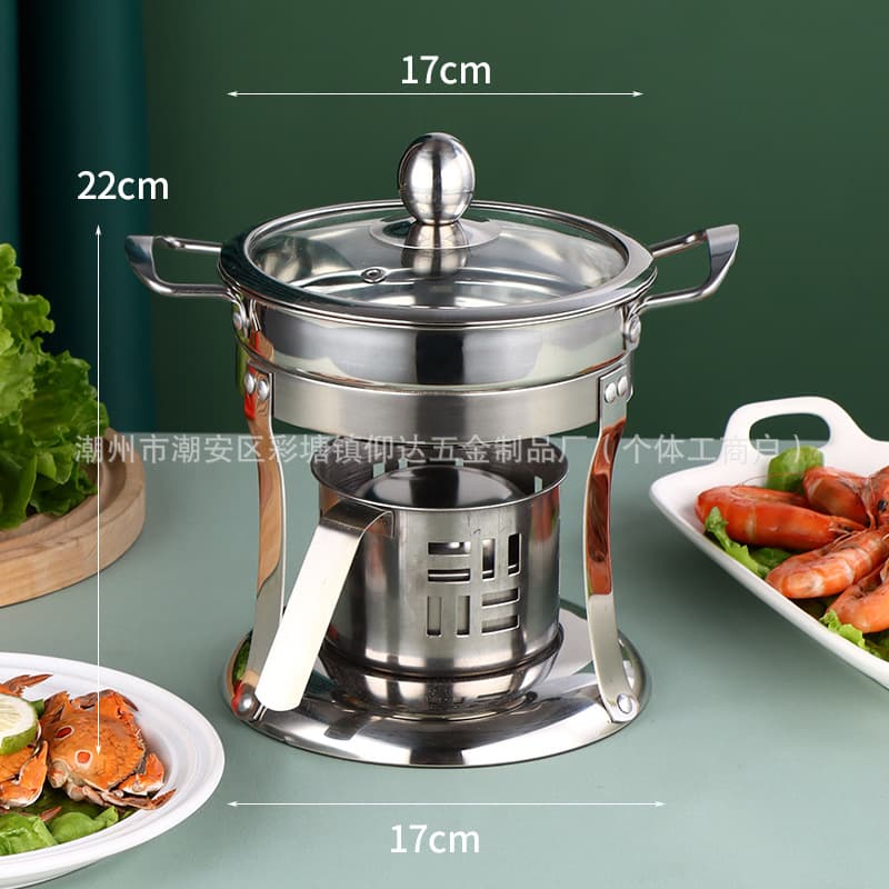304 Stainless Steel Alcohol Stove Hot Pot, Restaurant-Use Individual Alcohol Pot Hot Pot Stove