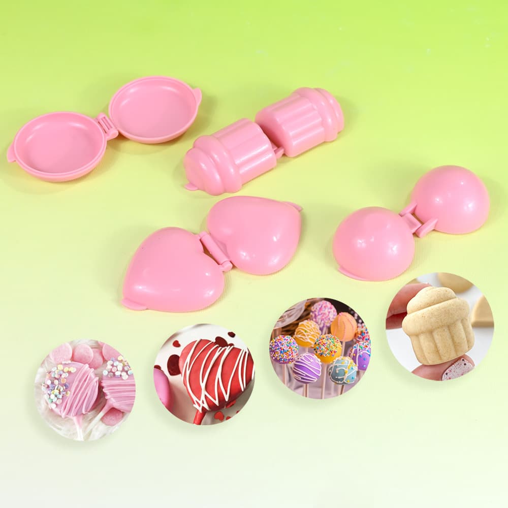 Round Heart Shape Children's Plastic Cake Stick Mold Baby Food Rice Ball Sushi Mold Lollipop Baking Mold