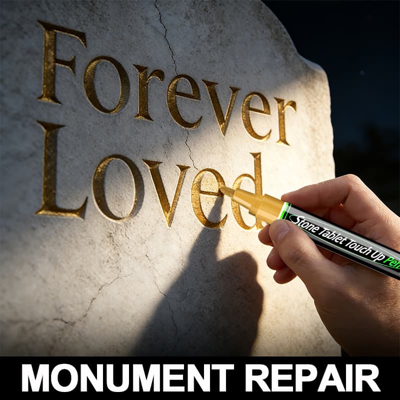 Hot Seller Stone Tablet Touch-Up Pen, Tombstone Lettering Scratch Repair Pen, Metal Paint Pen, Labeled