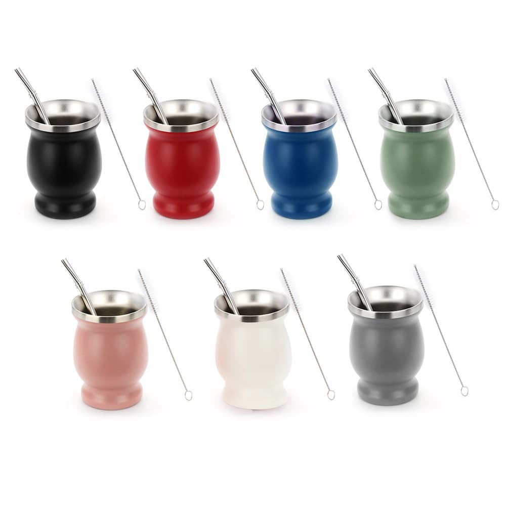 Stainless steel mate tea cup, insulated cup, popular on AliExpress and Amazon, large-capacity cup set with straw.
