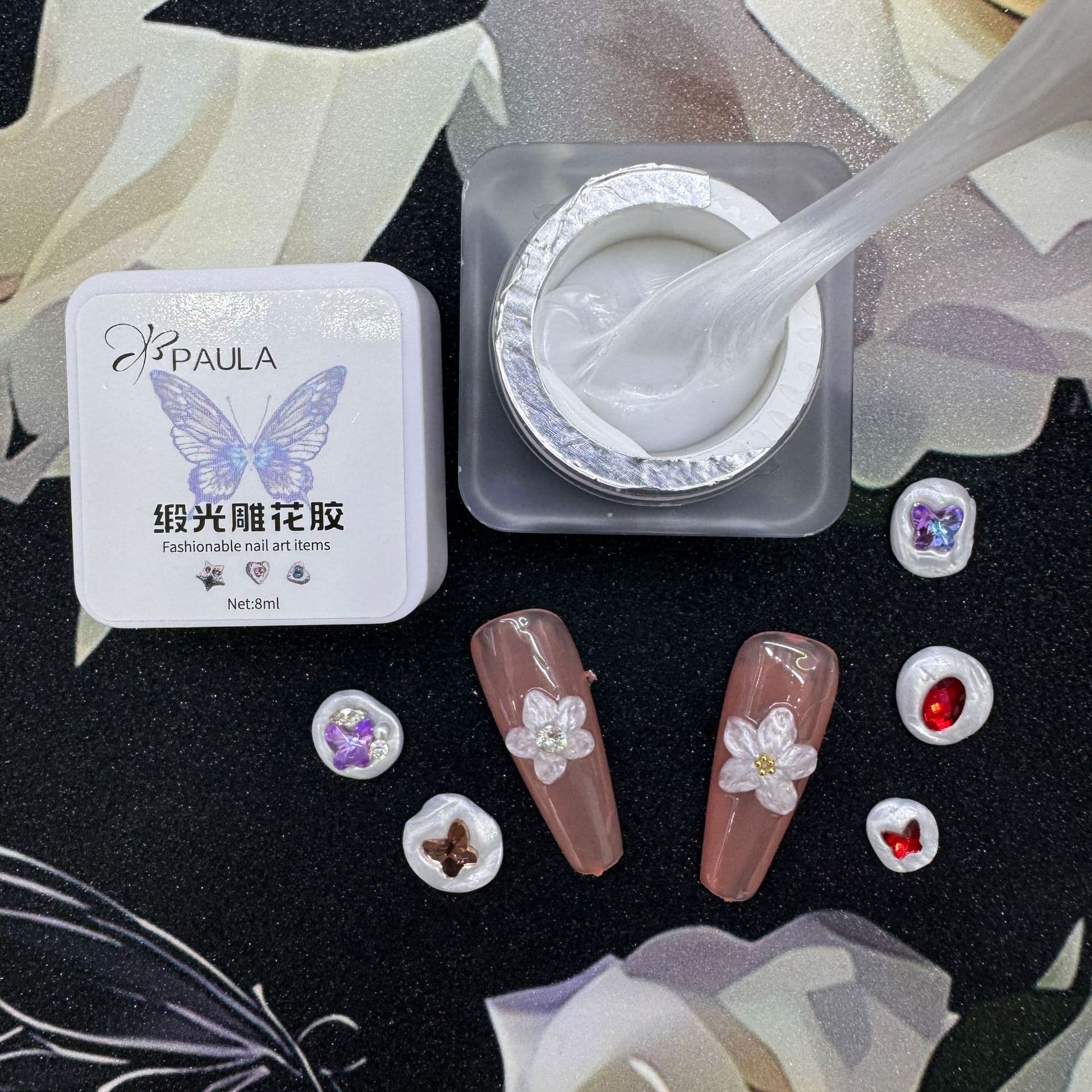 Nail art no-wash forged carving glue pinch gummy gum satin three-dimensional shape gummy texture jar armor oil glue special