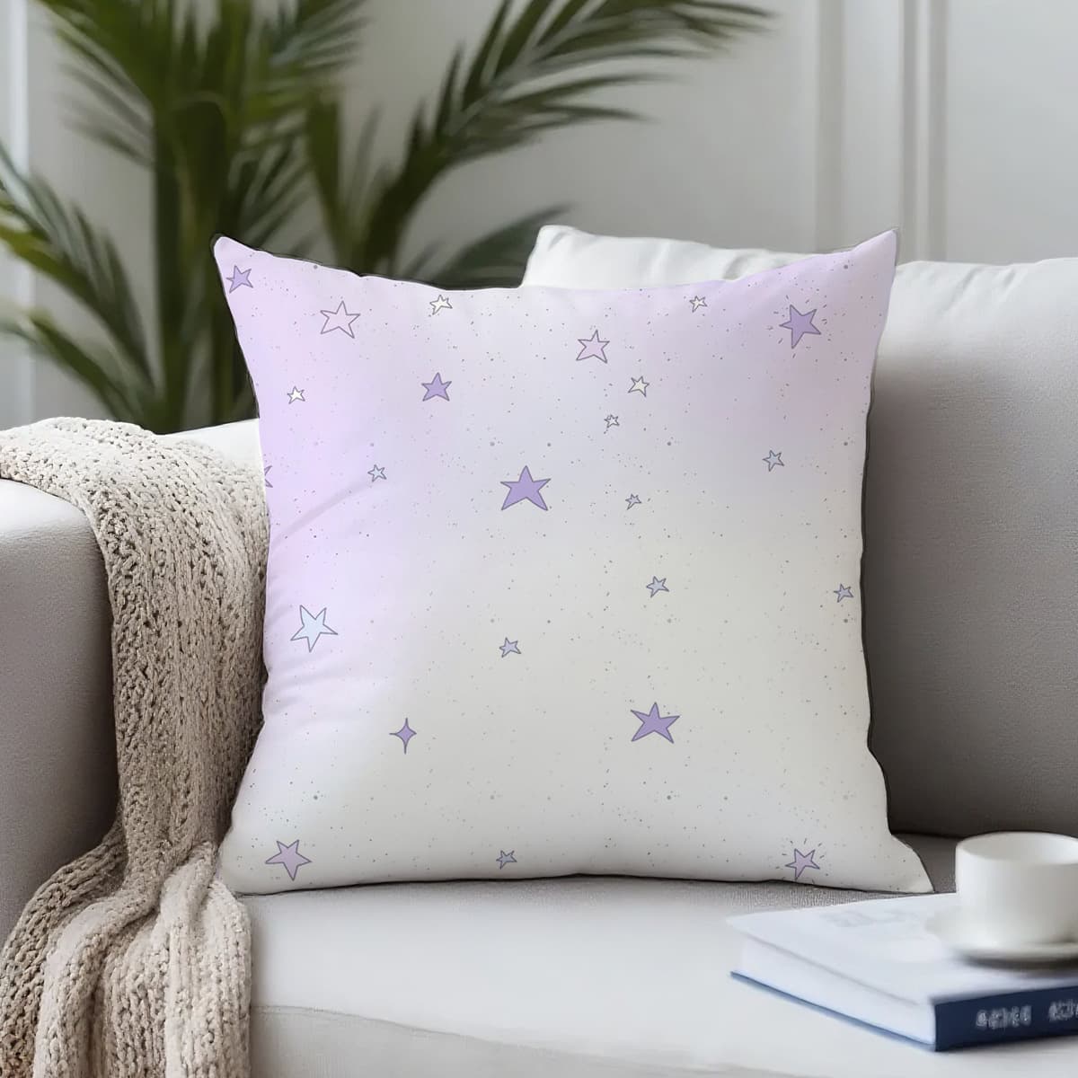 Purple pillow ins printed pillow living room sofa trend pillow 2025 new pillowcase back cushion home