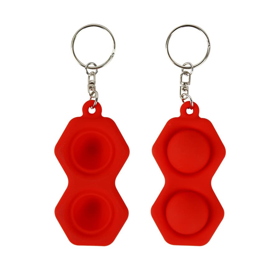 Fidget Simple Dimple Toy Keychain, Mouse Killer Double Hexagon Silicone Toy