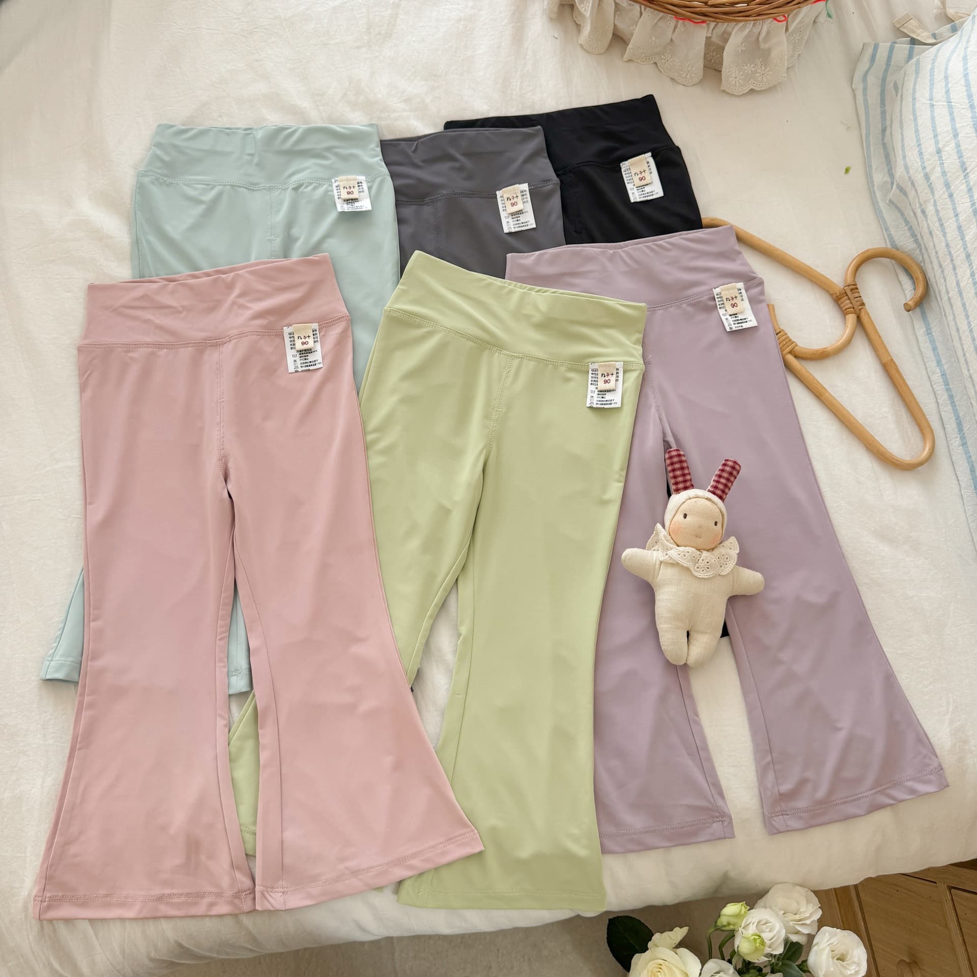 Girls' Flared Bell-Bottom Pants for Outerwear, Summer 26 Sun Protection High-Waist Girls' Yoga Pants, Girls' Casual Sports Pants for Baby Girls