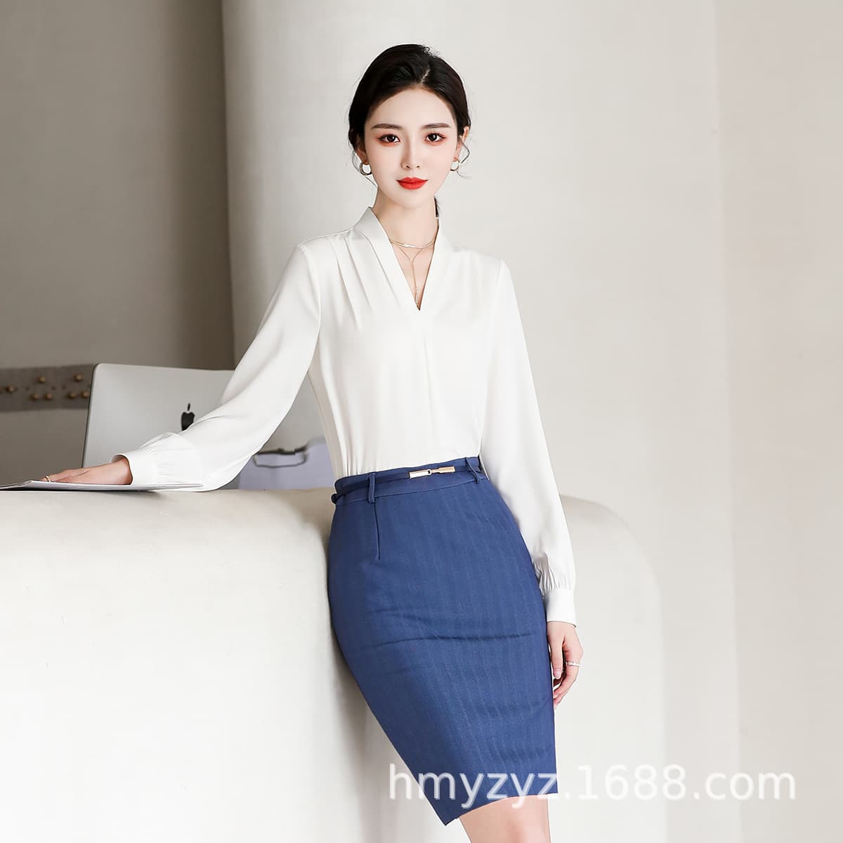 Women's Summer Blouse Suit Professional Office Hotel Skirt Suit Formal Interview Workwear