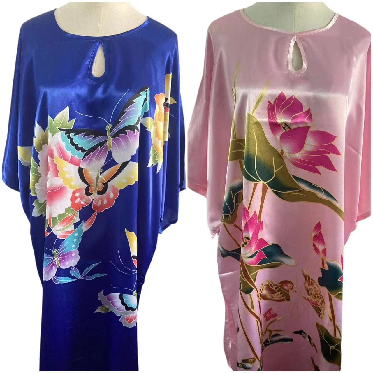Export large size robes, Tang suit cheongsam, satin pajamas, one-piece robes, bathrobes, home clothes