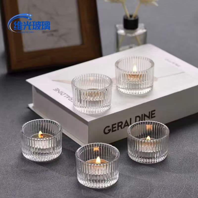 Hot New Glass Candle Cups with Fine Lines, Scented Candle Decor, Amazon Best-seller Atmosphere Transparent Candle Holder