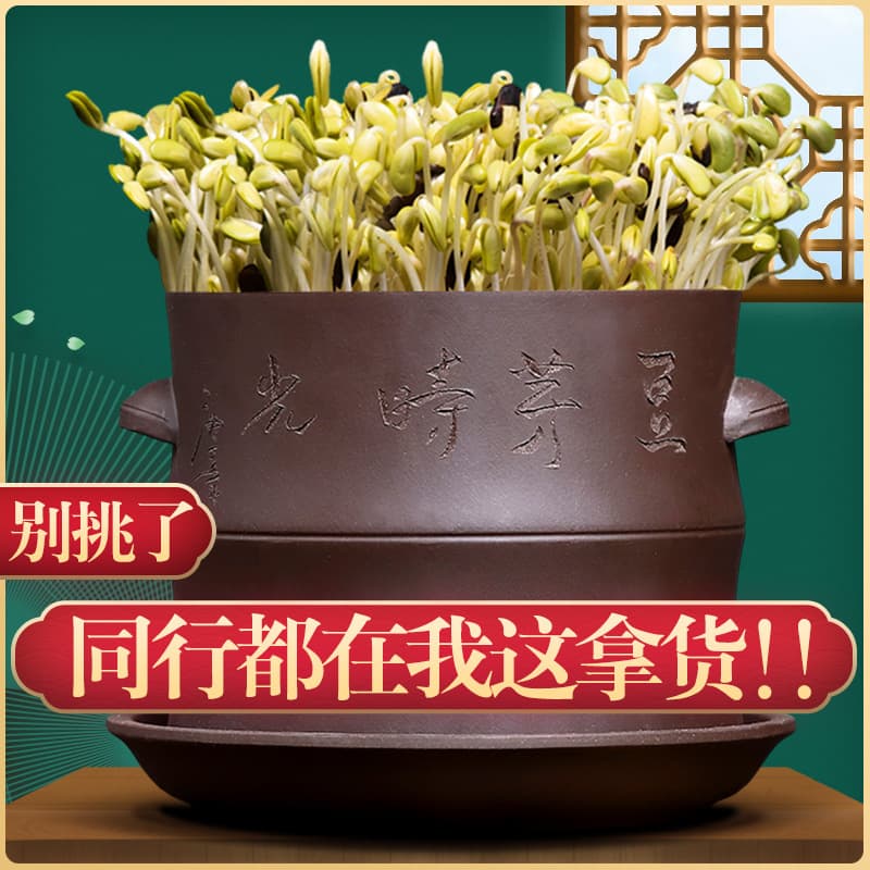 Purple clay bean sprout machine, household bean sprout jar, bean sprout container, green and yellow bean sprouts, peanut sprouts, germination basin
