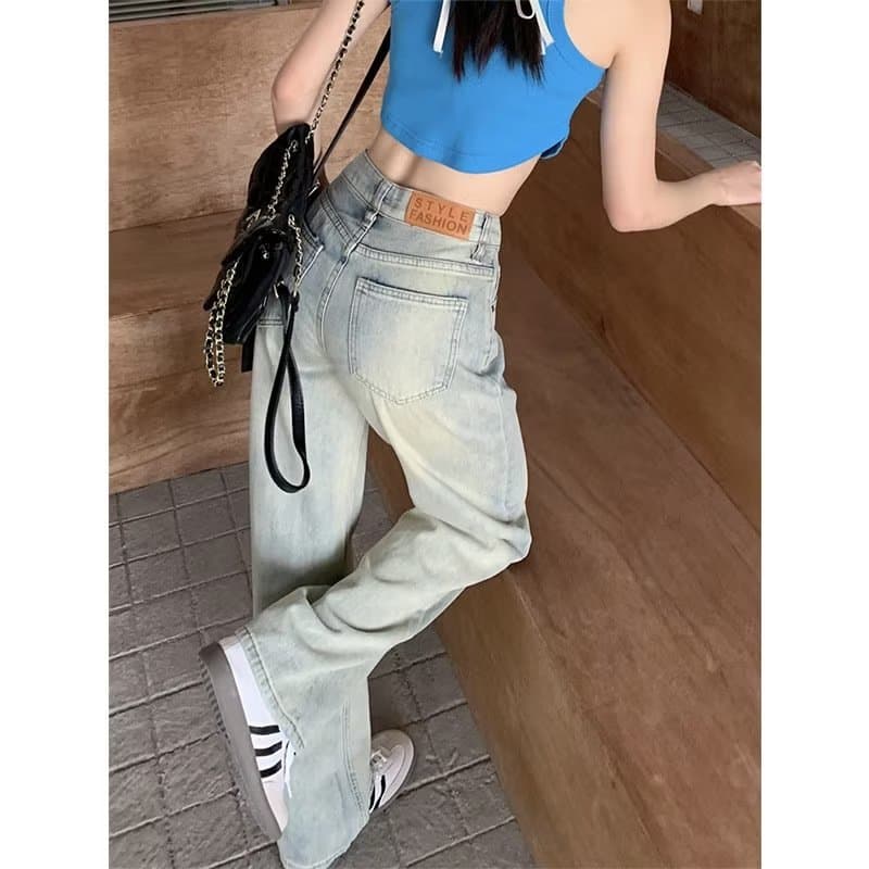 Women's Loose Straight-Leg Jeans Summer 2026 New Spring/Autumn High-Waist Petite Wide-Leg Floor-Length Pants