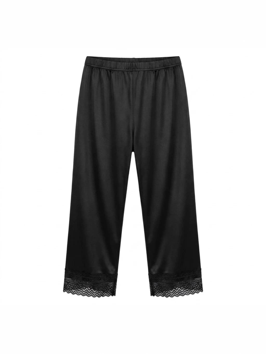 Summer Ice Silk 7/8 Length Safety Shorts for Women, Thin, Elastic, Slimming, Casual, Lace Hem