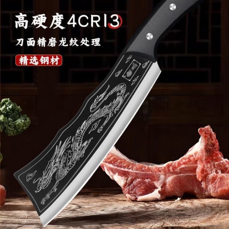 Dragon Slaying Bone Chopper Knife, Hand-Forged Sharp Knife for Home Use, Multi-Purpose Kitchen Bone Chopper and Thick Wood Chopper
