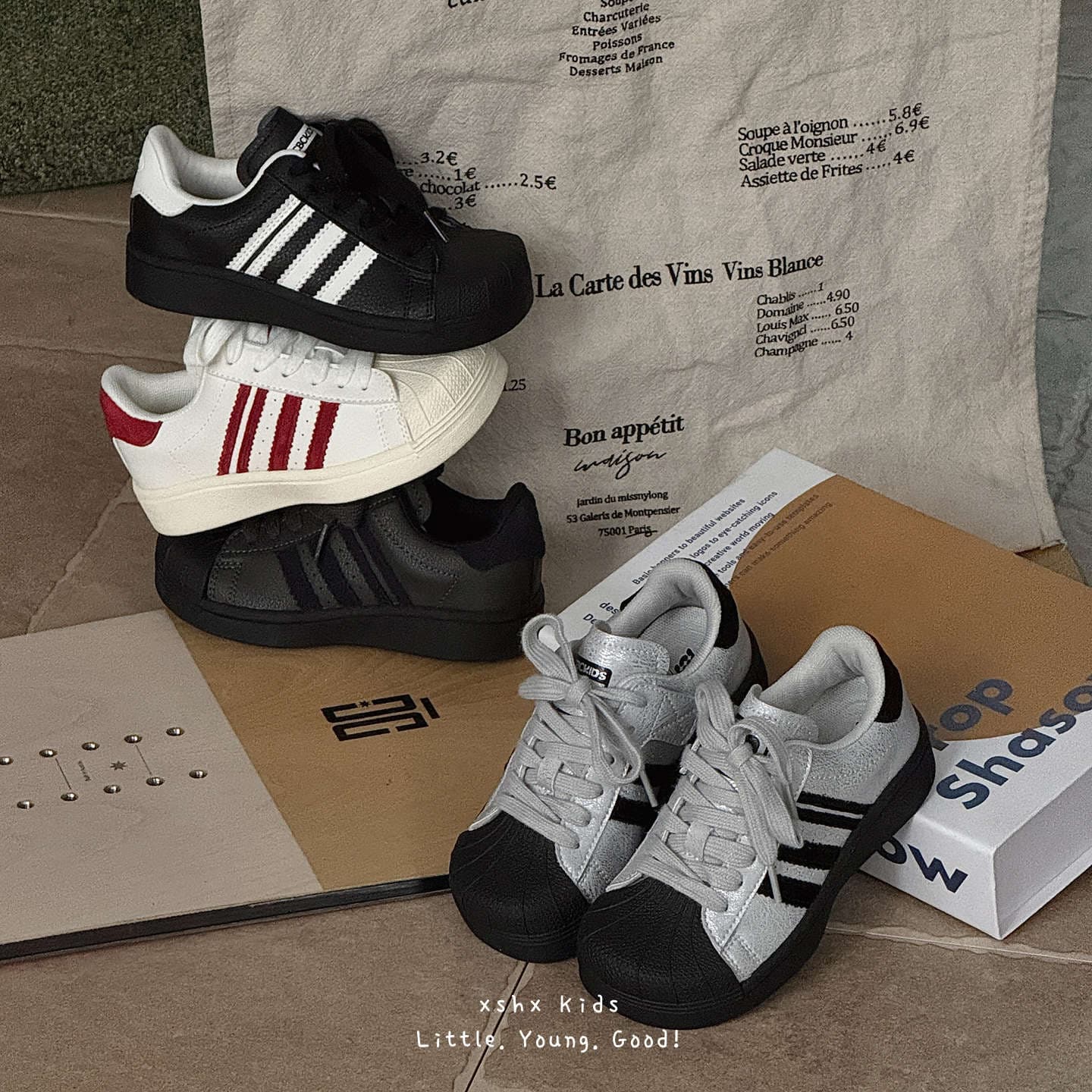 XSHX Big Head Shell Shoes New Wide Toe Kids Shoes Boys and Girls Hook and Loop Rubber Sole Wenzhou Shoes Autumn New