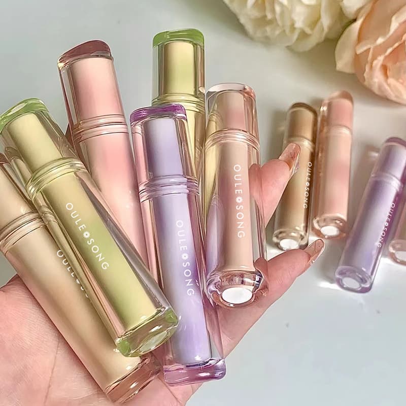 OULESONG Frozen Tea Mirror Lip Gloss Water Light Lip Gloss Glass Jelly Round Tube Domestic Lip Gloss Manufacturer Wholesale