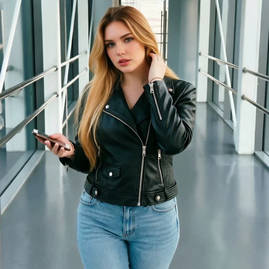 MotoLeather Jacket Women's Large Size PU Leather Jacket European and American Street Style Cross-Border Supply Ready Stock