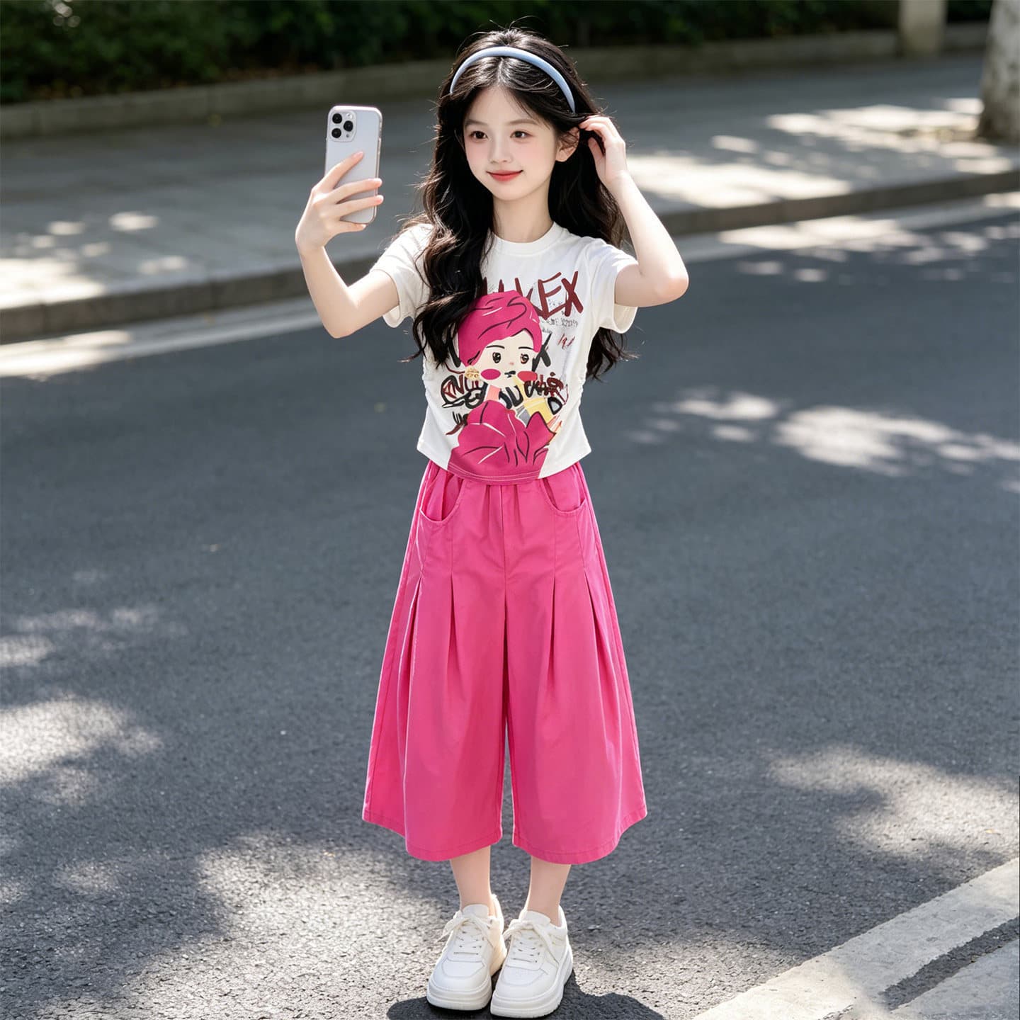 Girls Summer Thin Suit 2026 New Medium and Large Children Korean Style Wide Leg Pants Two-piece Set Children's Western Style Suit