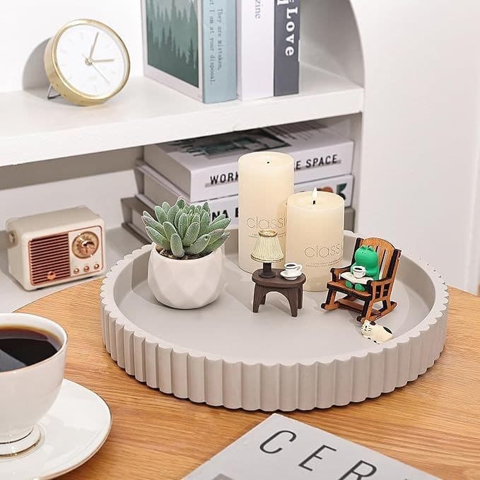 Round Coffee Table Wave Tray, Candle Holder, Cabinet Kitchen Spice Rack, Serving Plate, Aromatherapy Decoration
