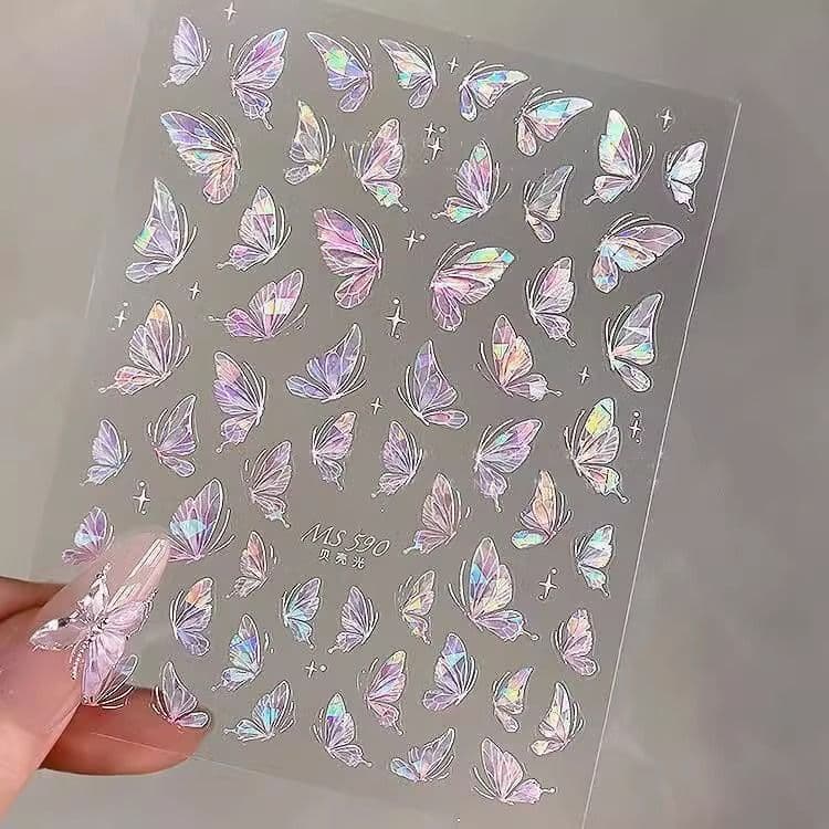 Butterfly Shell Gloss Fairy Cute Nail Art Stickers Christmas Premium Snowflake Ins Style New Year