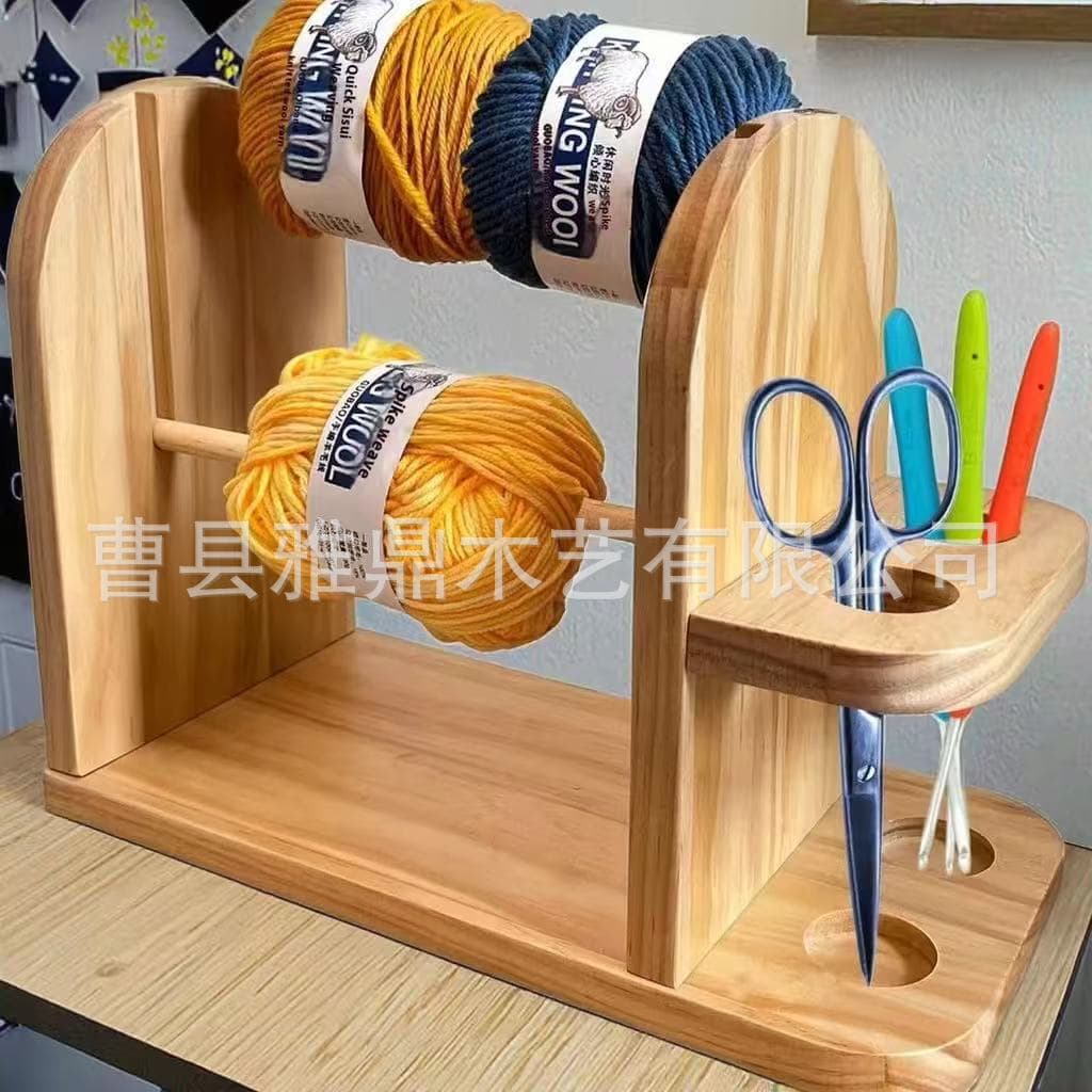 Yarn Spool Storage Rack Wooden Multifunctional Stand Home Solid Wood Crochet Yarn Rotating Holder Thread Ball Wood Rack