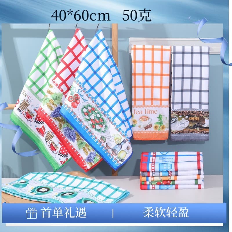 Export tea towel, Amazon cross-border Temu hot-selling kitchen towel, custom pattern fabric napkin dishcloth