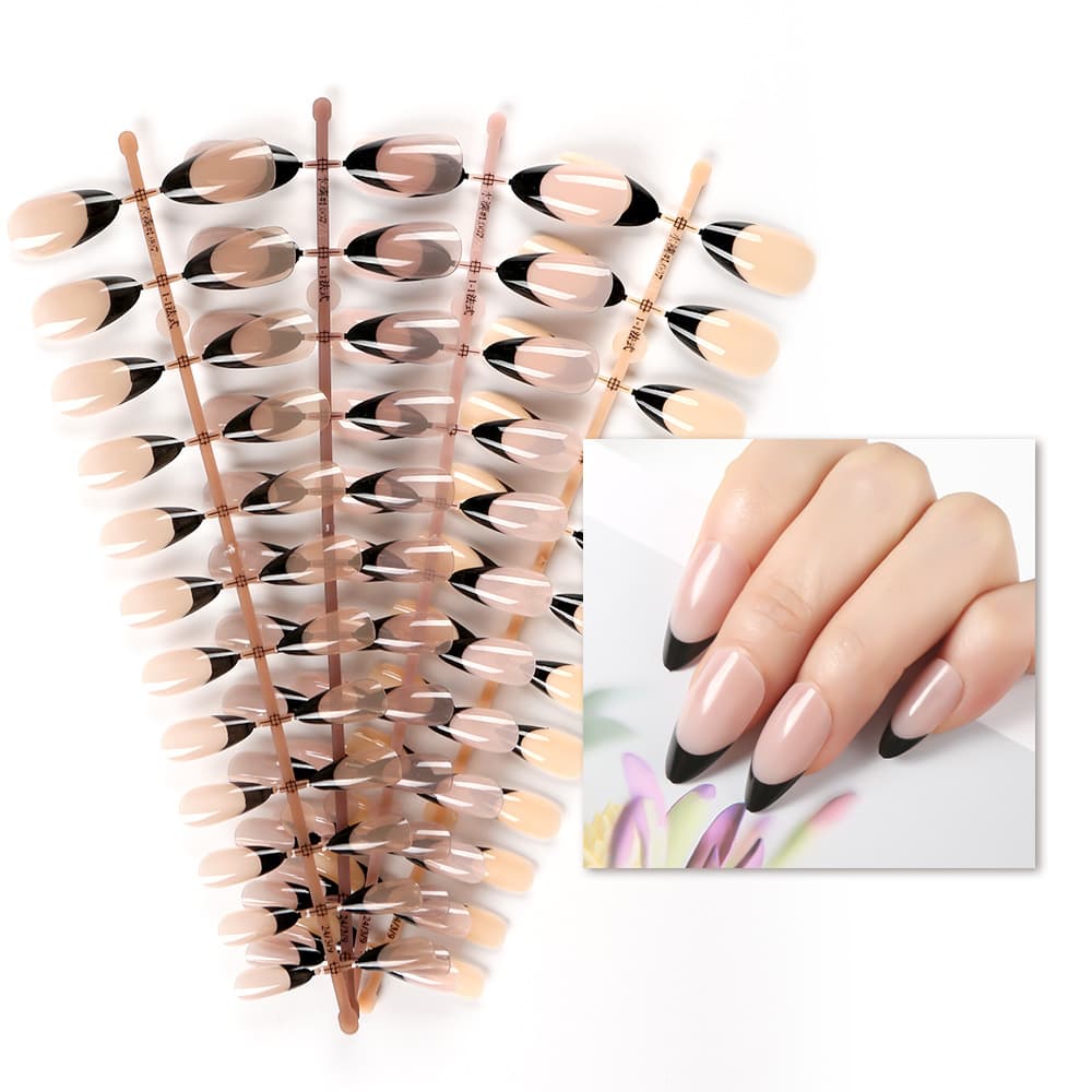 Cross-border 120pcs French Gradient Almond Nail Tips Wearable Nails Short Nail Tips Wholesale