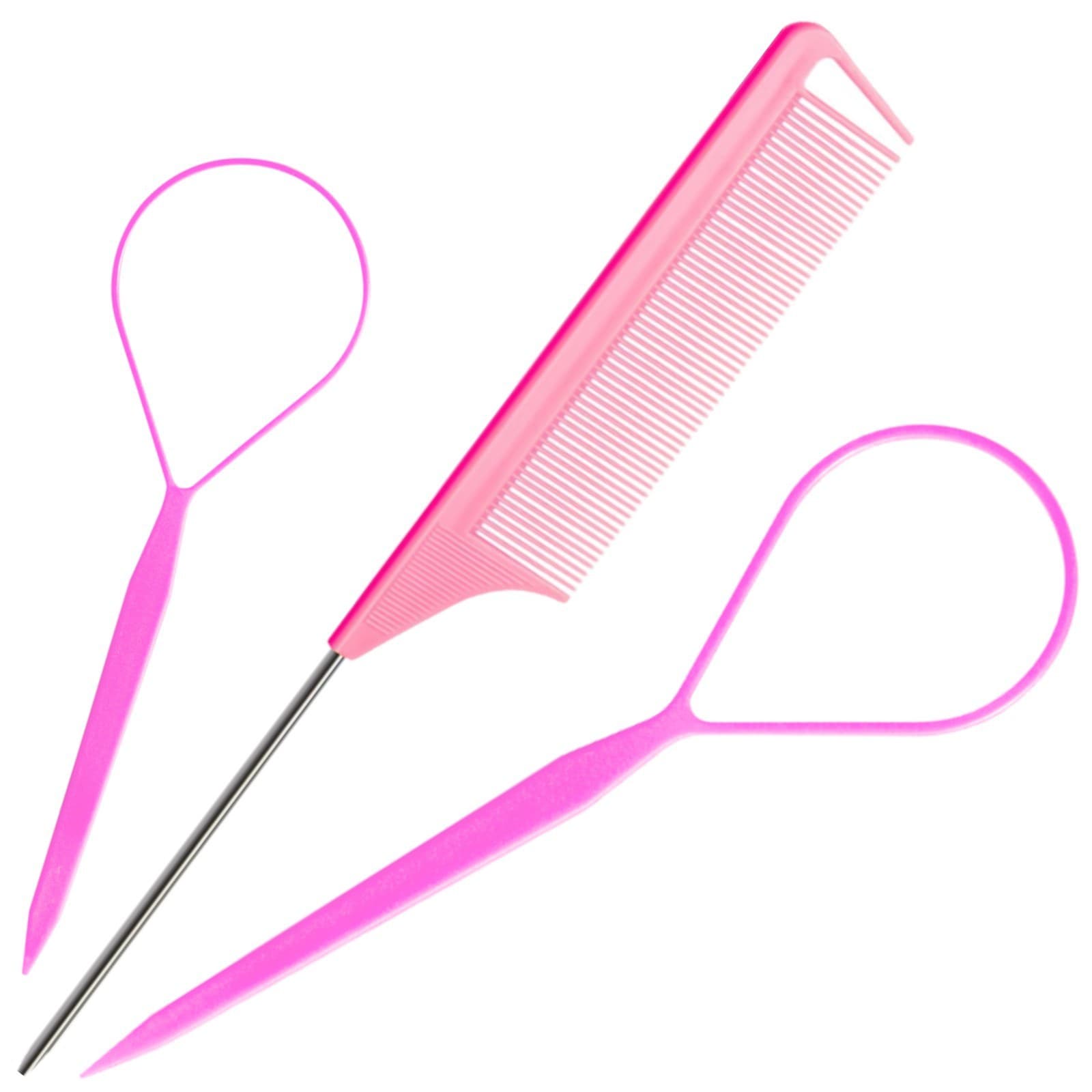 Cross-border Braiding Tool 3-Piece Set: Steel Needle Pointed Tail Highlighting Comb, Long Tail Hair Hook Comb, Hair Pulling Needle, Hair Tucking Tool