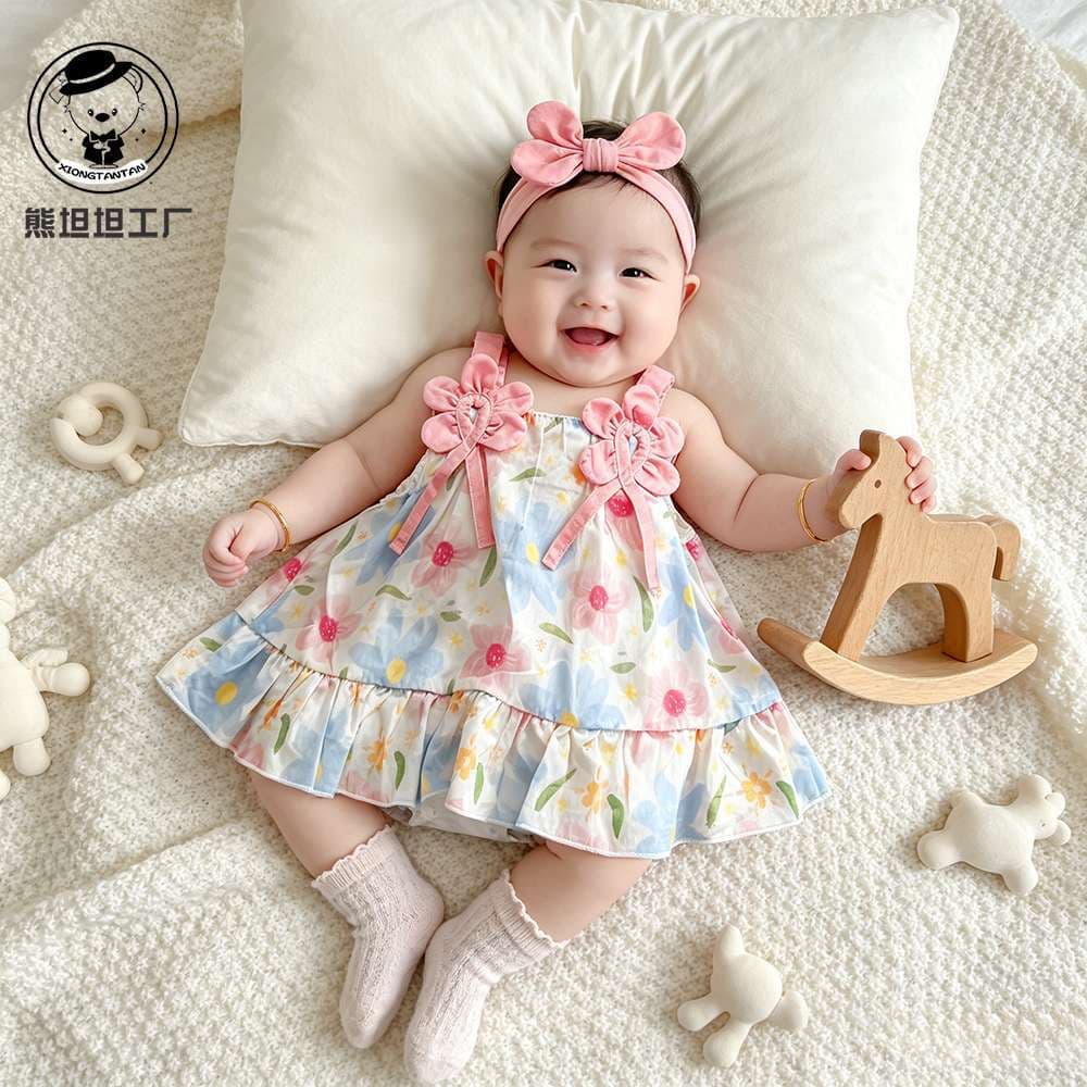 Baby clothes summer sweet wrap dress baby girl princess dress full moon hundred days thin triangle harem summer