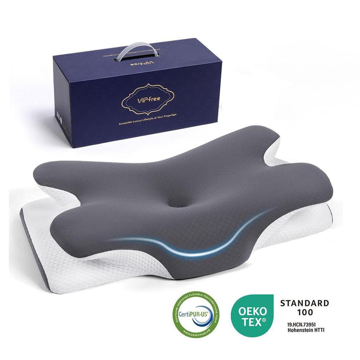 Cross-border Best-selling Contour Pillow Slow Rebound Memory Foam Pillow Butterfly Shape Core Memory Pillow Cervical Pillow Non-collapsible Neck Support Pillow