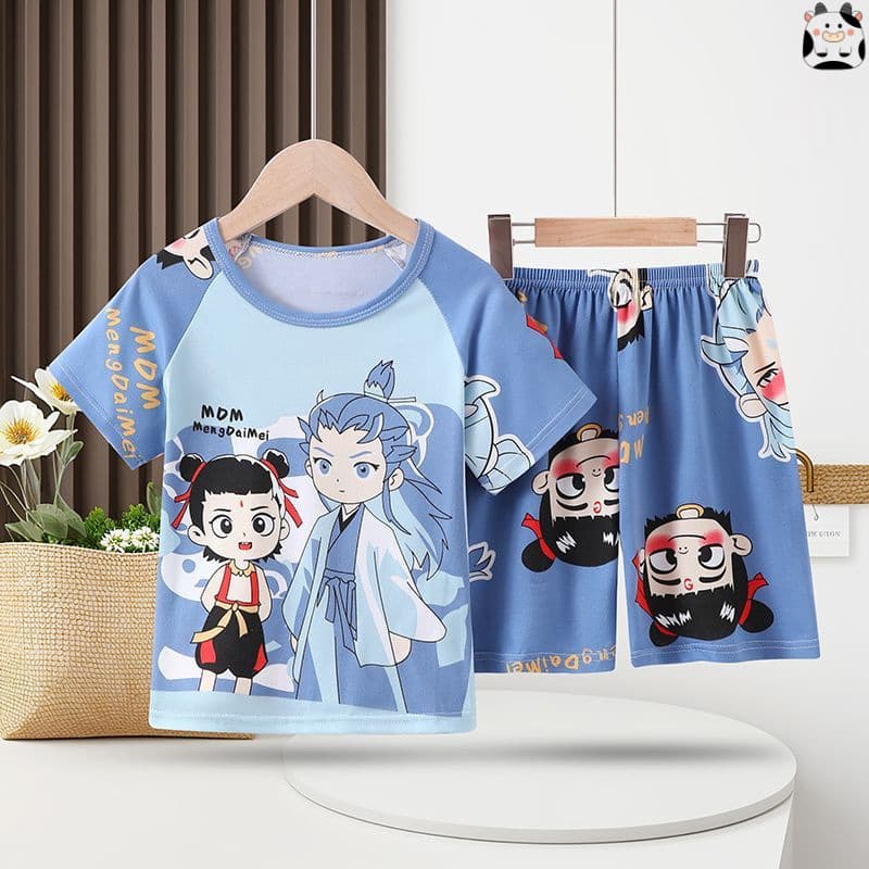 Ultra-thin Boys' Pajamas, Summer Spring Short Sleeve Thin Style, Cartoon Sets for Small Medium Large Kids Homewear